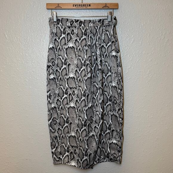 AFRM Skirt Snakeskin Print Wrap Midi Tie Edgy Bold Glam Punk Women’s Size Small - Picture 3 of 10
